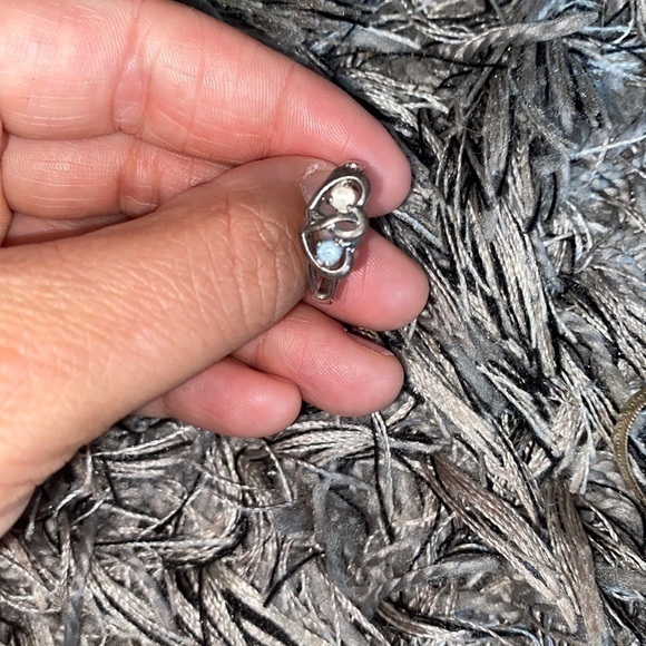 925 stamped sterling silver heart love ring December and April birthstones size6 - Picture 1 of 4